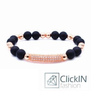 צמיד חרוז שחור זהב צינורית זרקון