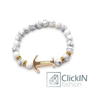 צמיד עוגן לבן שיש