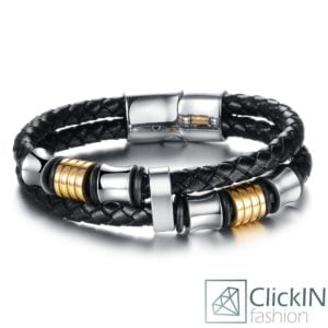 צמיד עור שכבה כפולה אבזם מגנט