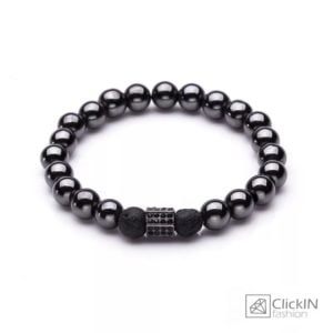 צמיד חרוז שחור אבן